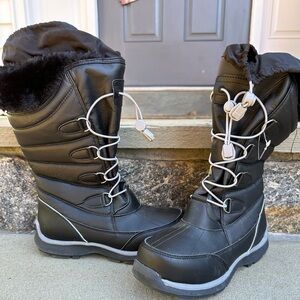 Child Lands' End Black Insulated Snowflake Winter Boots Size 3